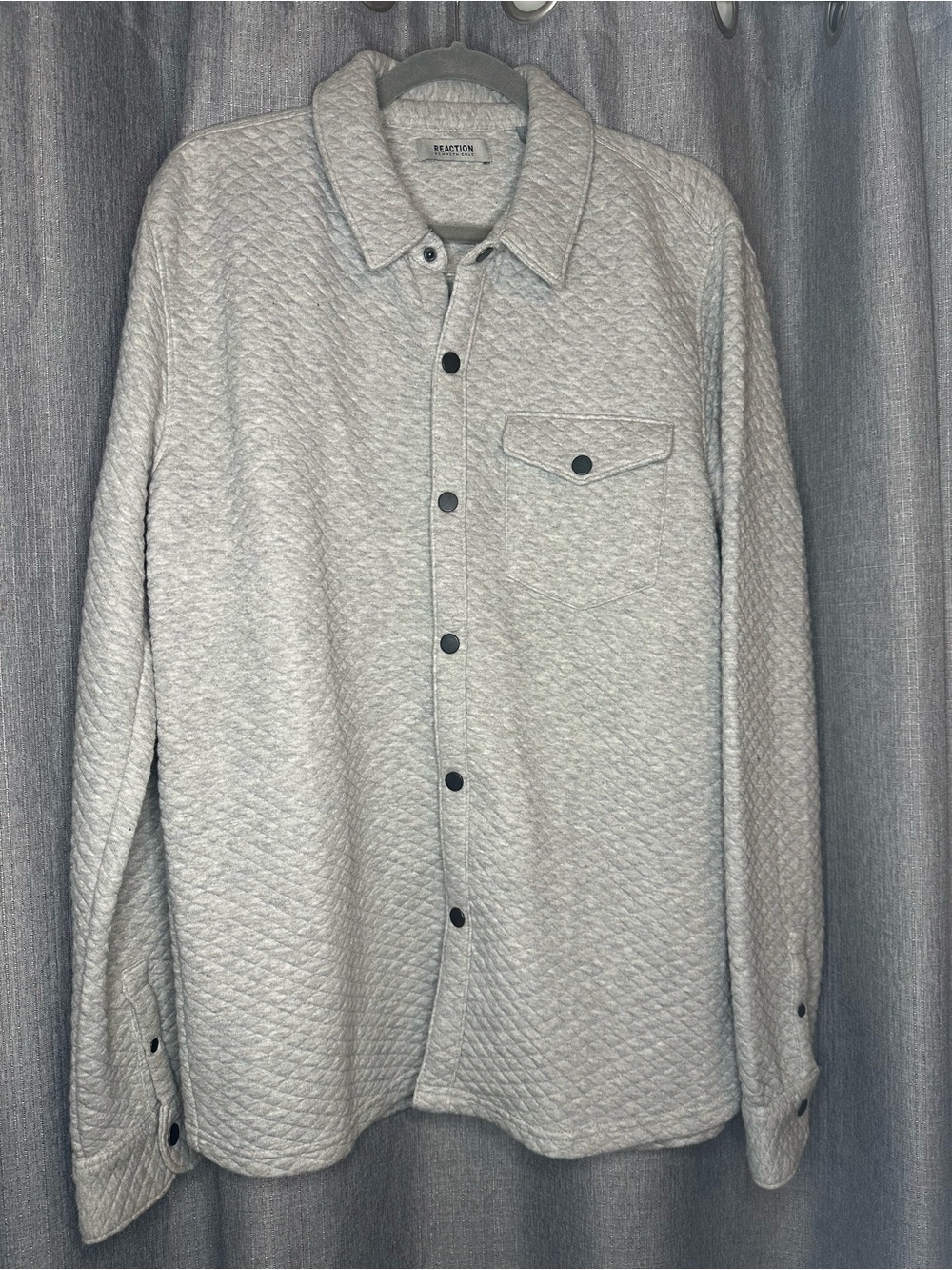 Kenneth Cole Light Gray Quilted Shirt Jacket